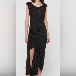 All Saints Snakecharm Riviera Maxi Dress, Size M, Color Black/Gray/Brown